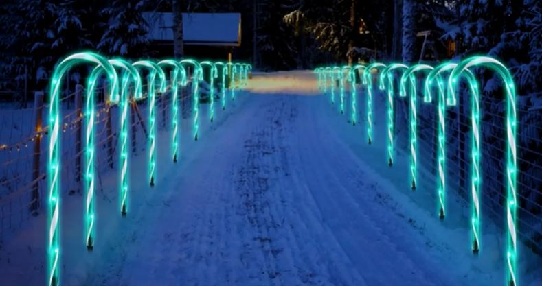 Candy cane pathway lights