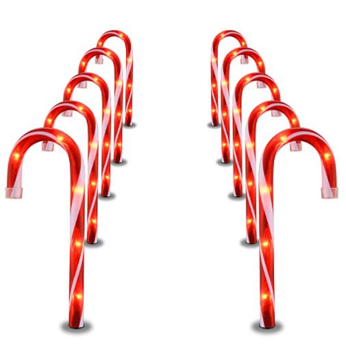 candy cane pathway lights: Christmas Candy Cane Lights Red