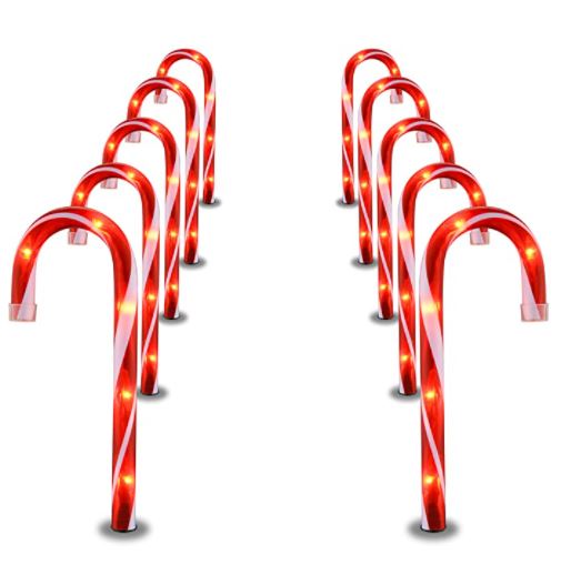 Candy cane pathway lights: christmas candy cane lights red