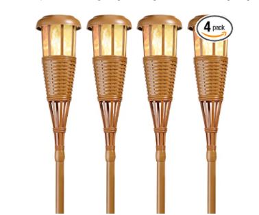 Flickering flame solar lights: flickering flame outdoor island torches