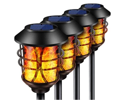 Flickering flame solar lights: tomcare solar lights metal flickering flame