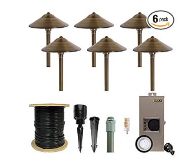 led solar light kits: VOLT Cast Brass LED Path Light 6-Pack Kit