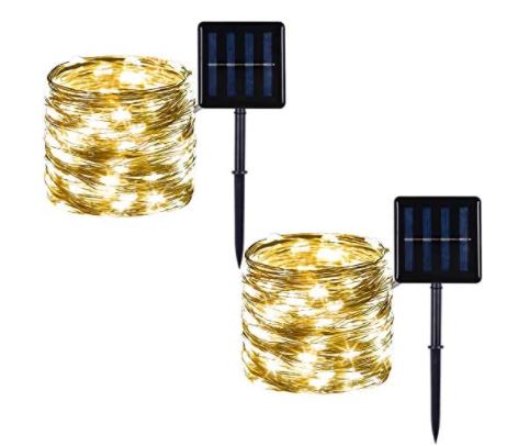 solar fairy lights: 100 LED Solar Powered Copper Wire String Lights