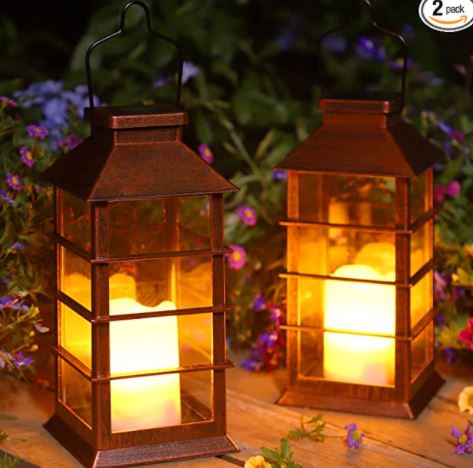 Solar powered outdoor lanterns: ulmisfee outdoor garden hanging lantern