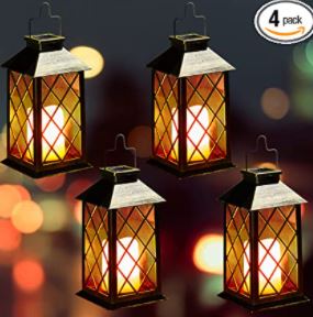 Solar powered outdoor lanterns: flickering flameless candle lantern